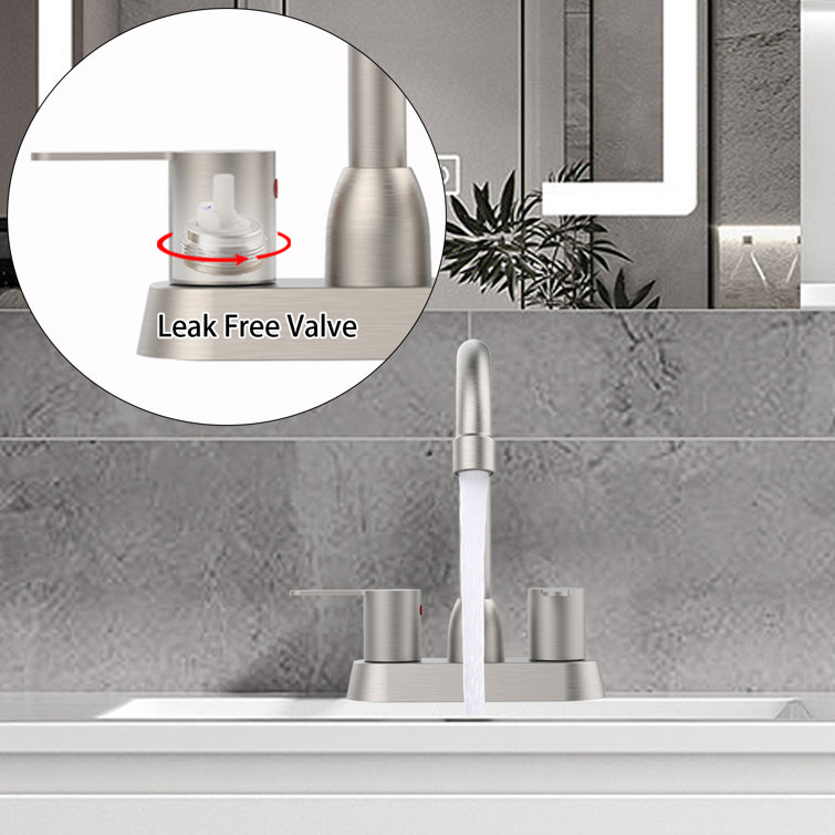 Brushed Nickel High Arc Double Handle Bathroom Faucet