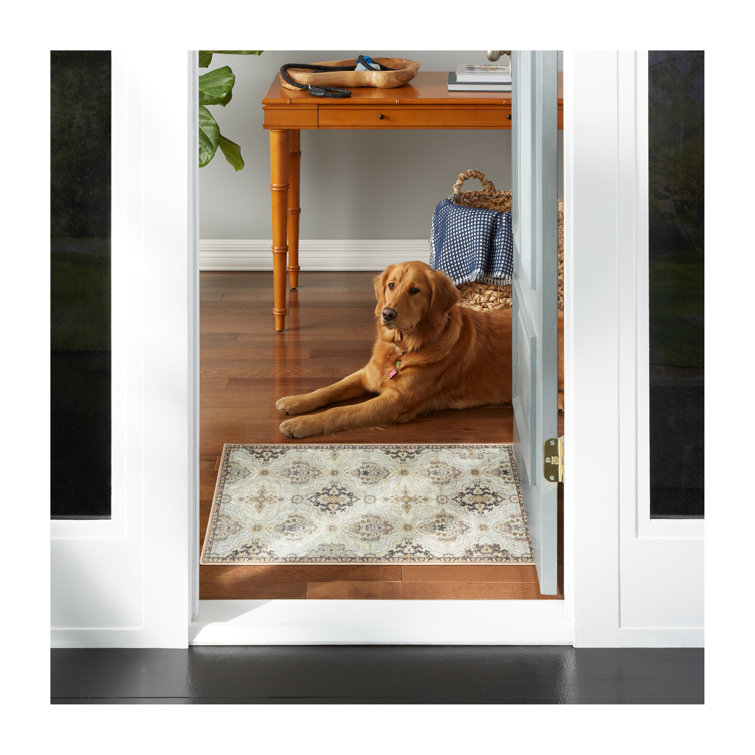 Beige Tufted Washable Non-Slip Rectangular Area Rug 20" x 35"