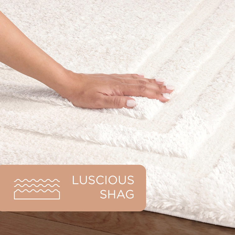 Ivory Geometric Shag Synthetic 5' x 7' Area Rug