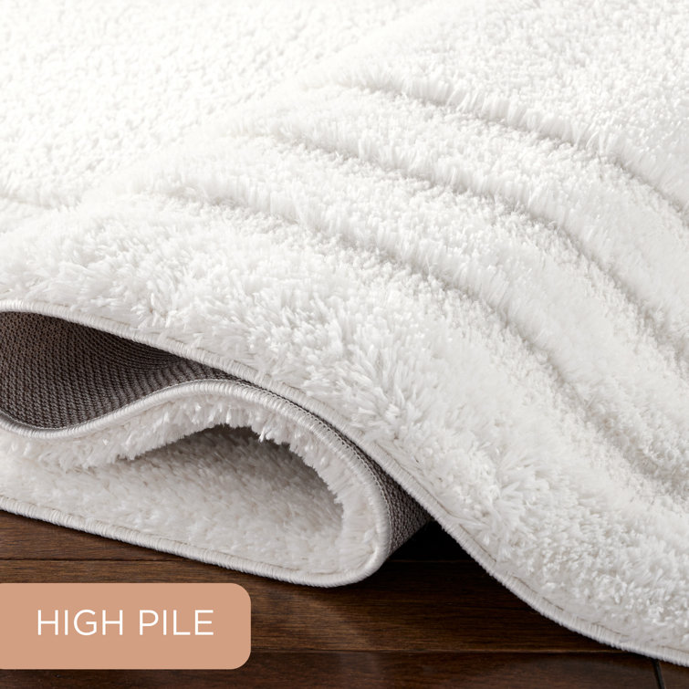 Ivory Geometric Shag Synthetic 5' x 7' Area Rug