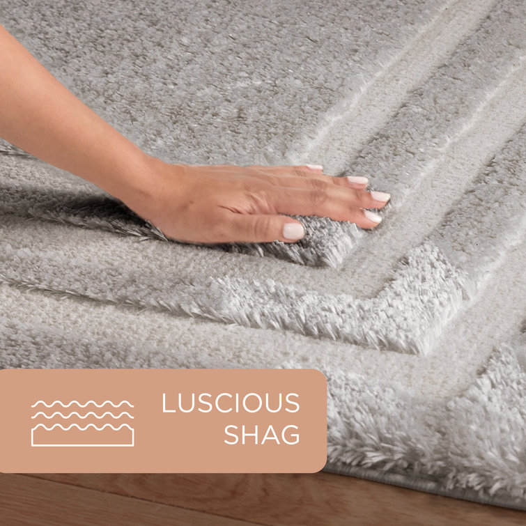 Cloud Shag Gray Geometric Polyester Rectangular Area Rug