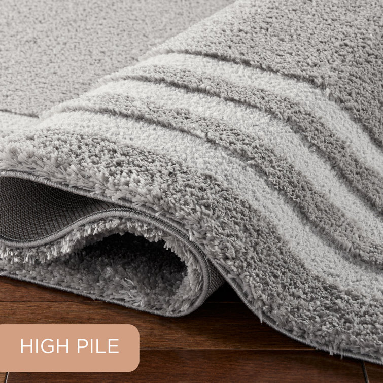 Cloud Shag Gray Geometric Polyester Rectangular Area Rug
