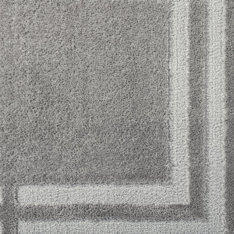 Cloud Shag Gray Geometric Polyester Rectangular Area Rug