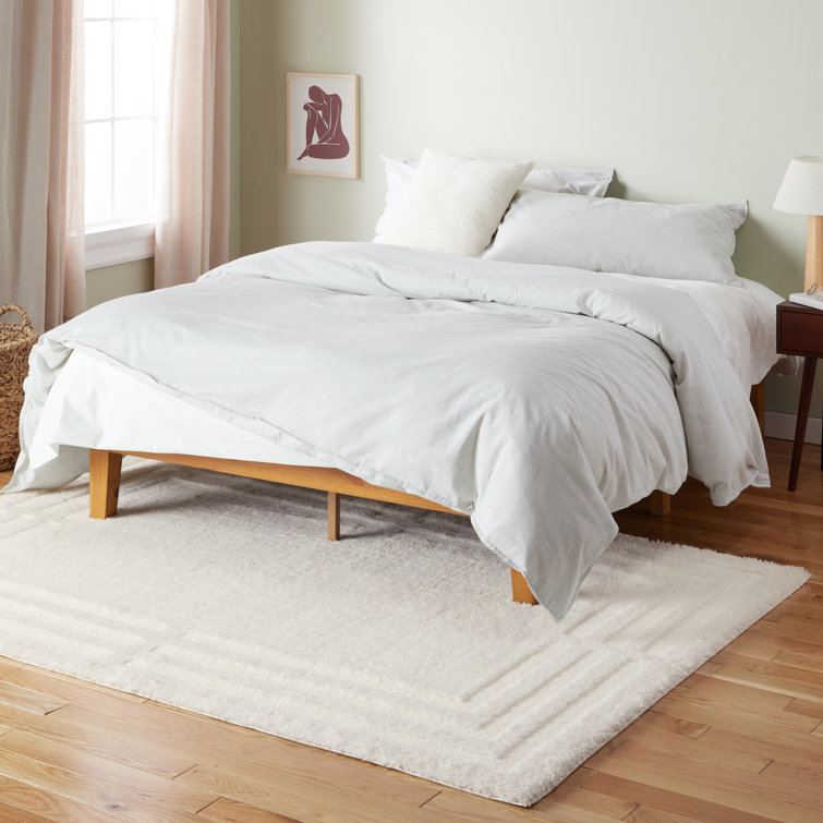 Ivory Geometric Shag Synthetic Rectangular Area Rug 6' x 9'