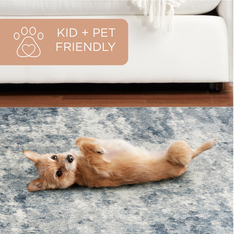 Abstract Brown and Beige Synthetic Washable Area Rug with Non-Slip Backing