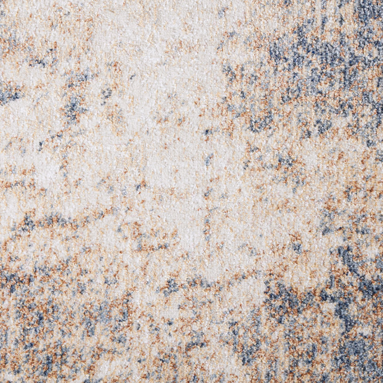 Brown and Beige Abstract Cloud Washable Runner Rug with Non-Slip Backing