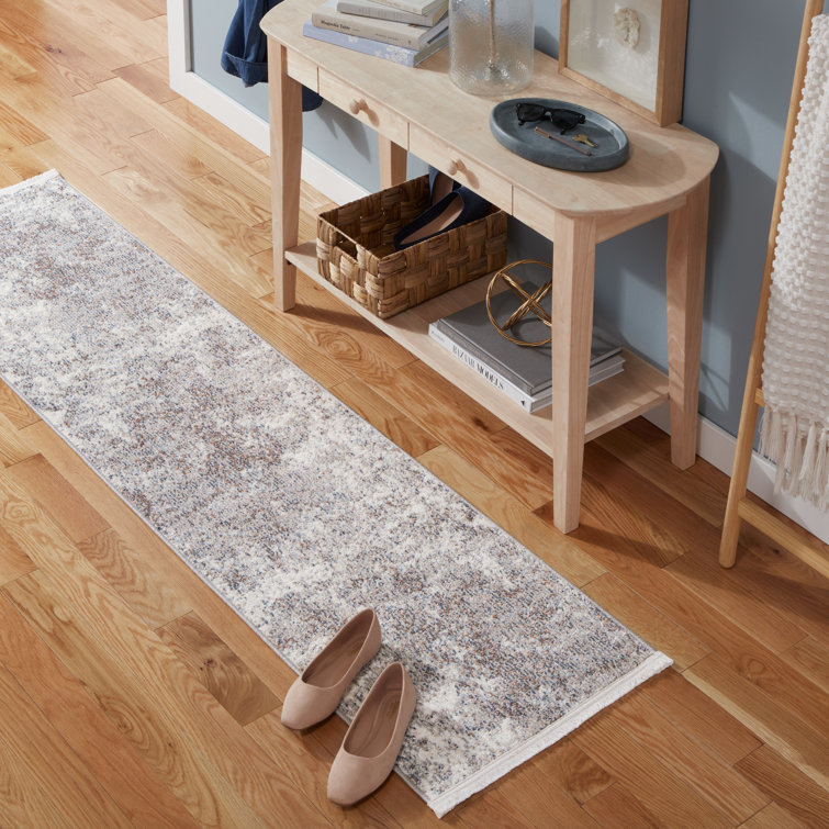 Gray Abstract Synthetic Washable Runner Area Rug