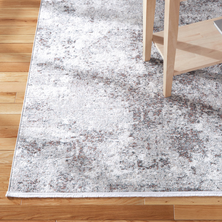 Gray Abstract Synthetic Washable Runner Area Rug