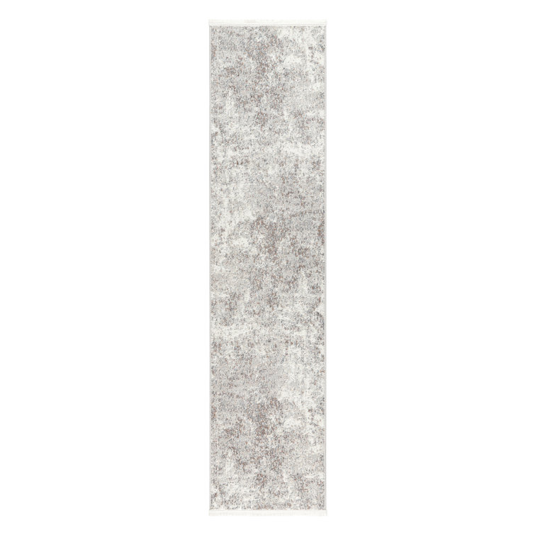 Gray Abstract Synthetic Washable Runner Area Rug