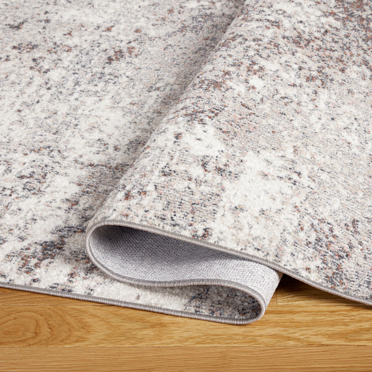 Gray Abstract Synthetic Washable Runner Area Rug