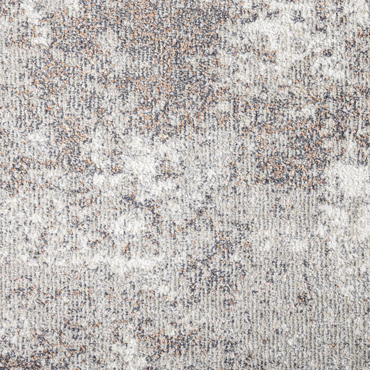 Gray Abstract Synthetic Washable Runner Area Rug