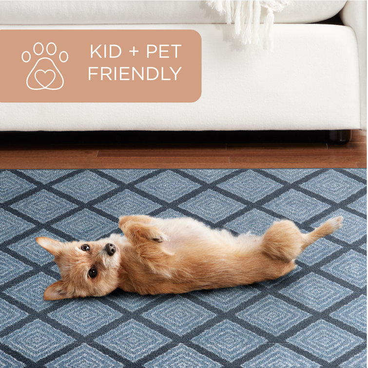 Beige Diamond Pattern Washable Polyester Runner Rug