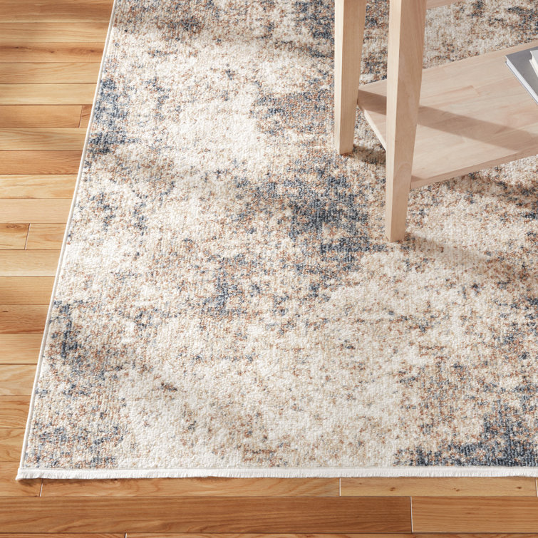 Abstract Brown and Beige Synthetic Washable Area Rug with Non-Slip Backing