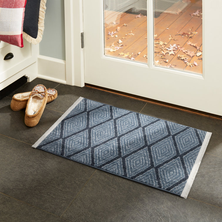 Blue Diamond Synthetic Rectangular Washable Area Rug 21" x 35"