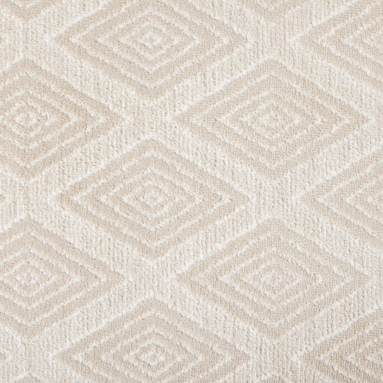 Beige Diamond Pattern Washable Non-Slip Rectangular Rug