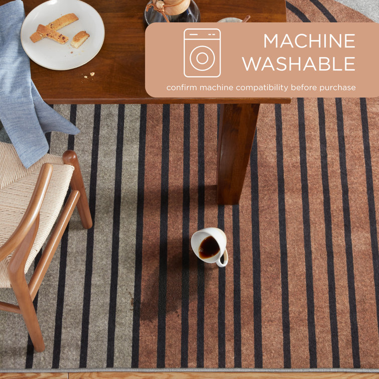 Avani Retro Arch Beige and Rust Synthetic 8' x 10' Washable Area Rug