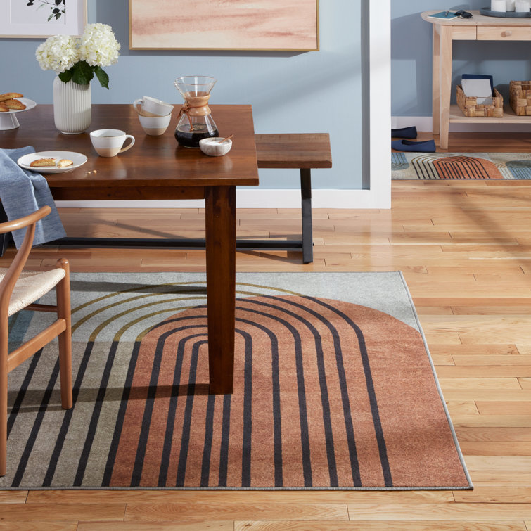 Avani Retro Arch Beige and Rust Synthetic 8' x 10' Washable Area Rug