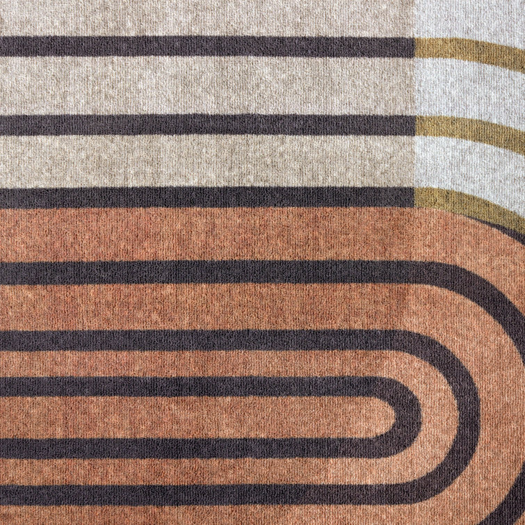 Avani Retro Arch Beige and Rust Synthetic 8' x 10' Washable Area Rug