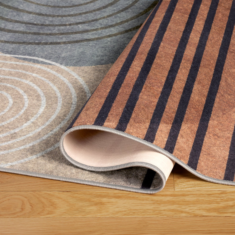 Avani Retro Arch Beige and Rust Washable Tufted Area Rug