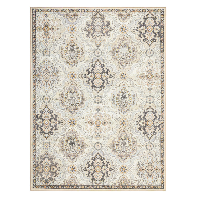 Avani Beige Tufted Washable Rectangular Area Rug 6' x 9'