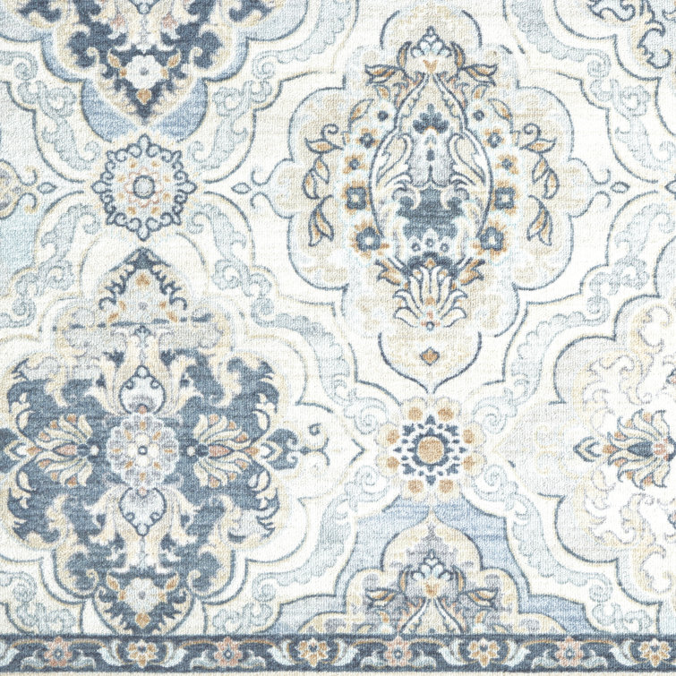 Avani Gray and Blue Synthetic Tufted Washable 6' x 9' Area Rug