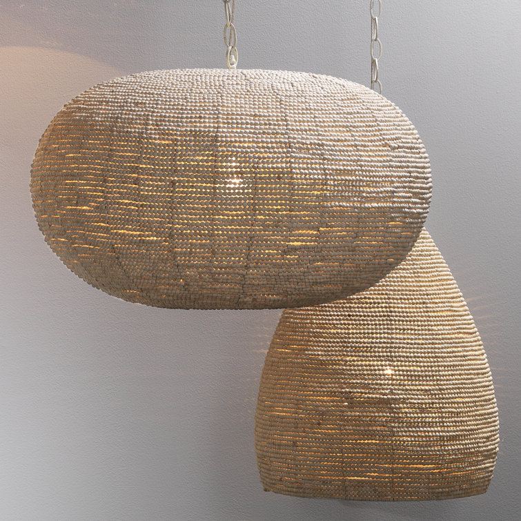 Karlene Off-White Beaded Large Pendant Light with Artisanal Design