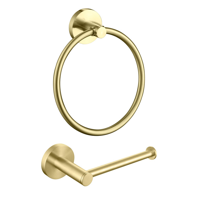 Brushed Gold Circular Metal Bathroom Hardware Set