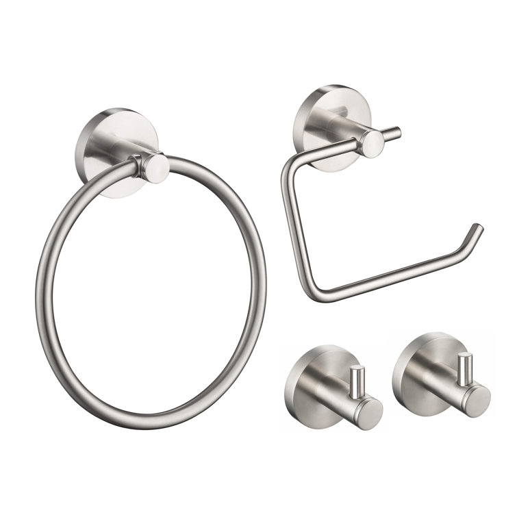 Brushed Nickel Circular 4-Piece Bathroom Hardware Set
