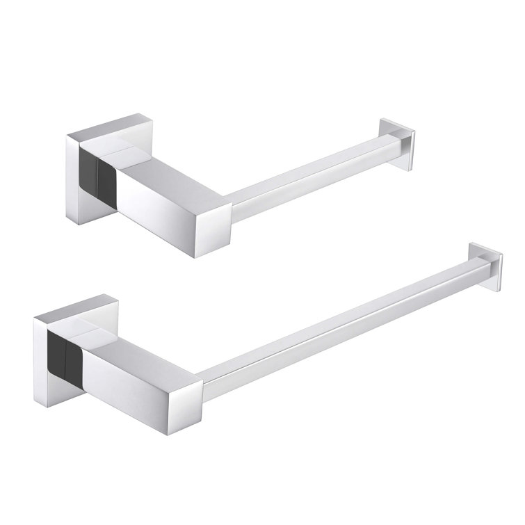 Chrome Metal Cube Bathroom Hardware Set with Towel Holder