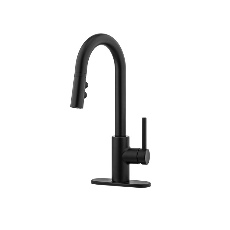 Stellen Matte Black Modern Pull-Down Bar Faucet