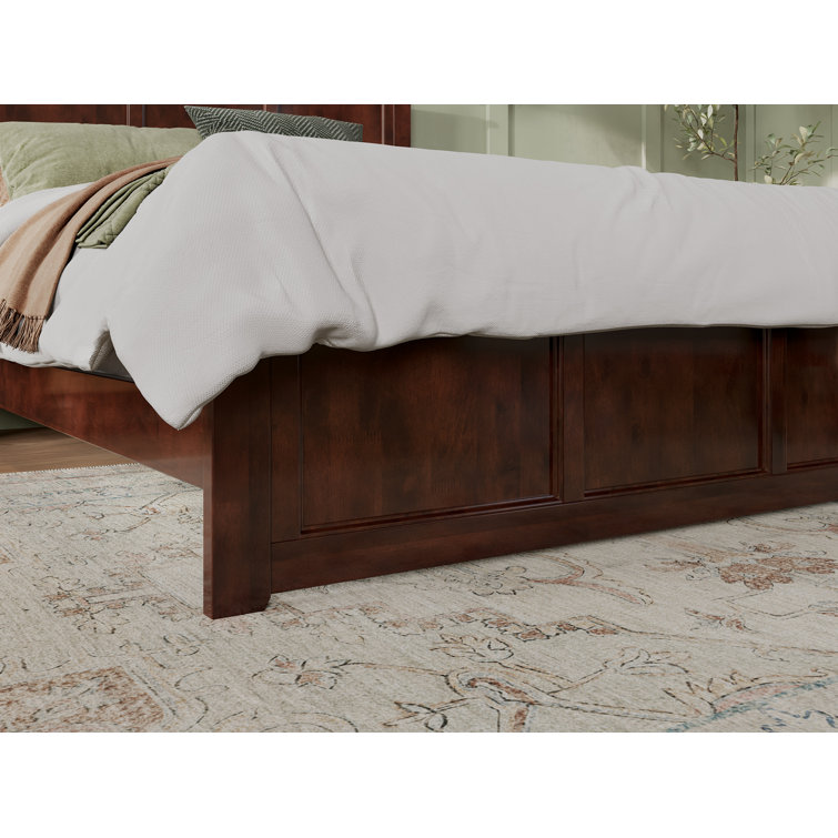 Madison Walnut Queen Wood Platform Bed with Headboard and Slats