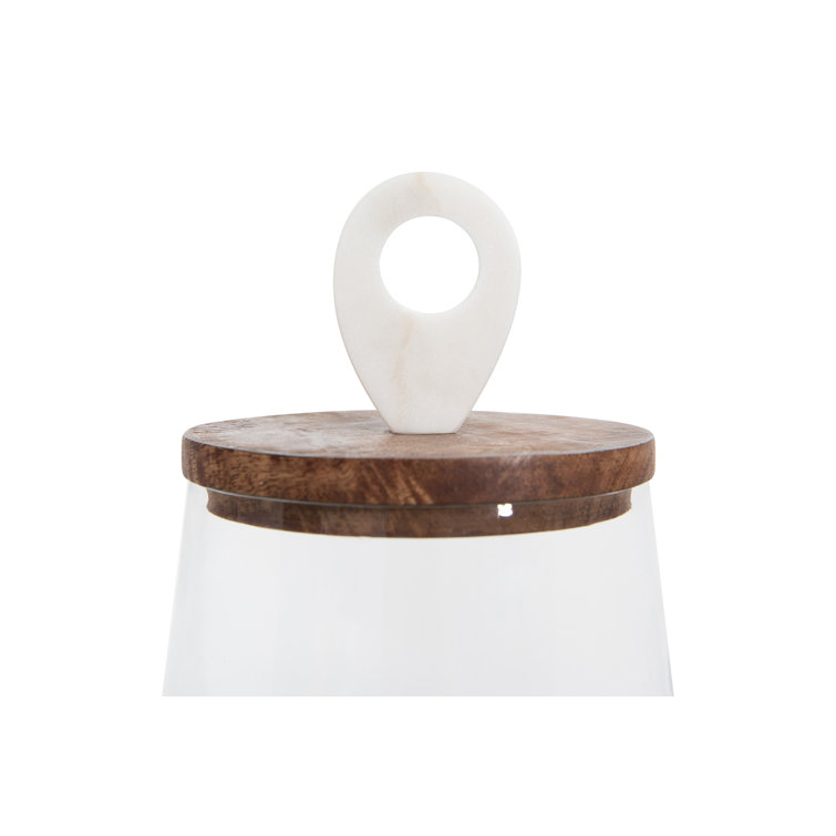 Small Clear Glass Jar with Mango Wood and Marble Lid