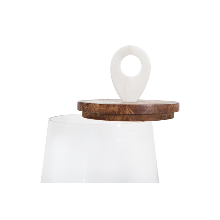 Small Clear Glass Jar with Mango Wood and Marble Lid