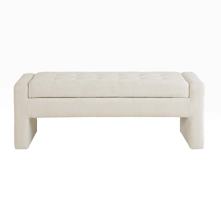 Gillian Cream Upholstered Storage Bench with Flip Top