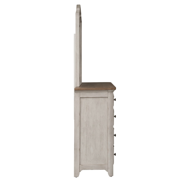 Farmhouse White 8-Drawer Dresser with Mirror