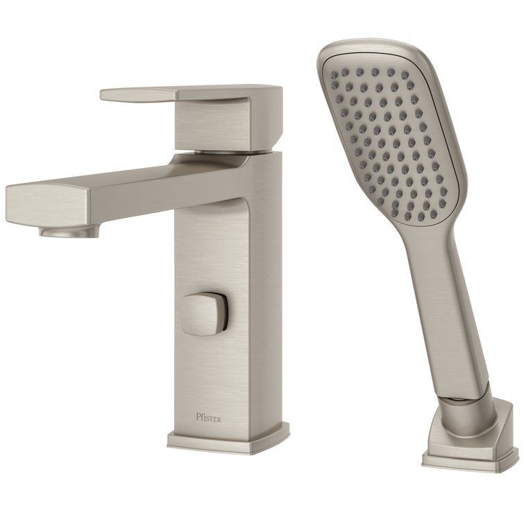 Deckard Brushed Nickel Single Handle Roman Tub Faucet with Hand Shower