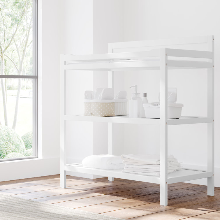 White Modern GREENGUARD Certified Changing Table with Drawers