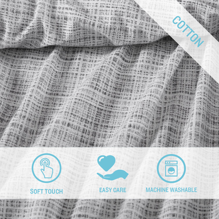 Gray Geometric Cotton Percale Queen Sheet Set