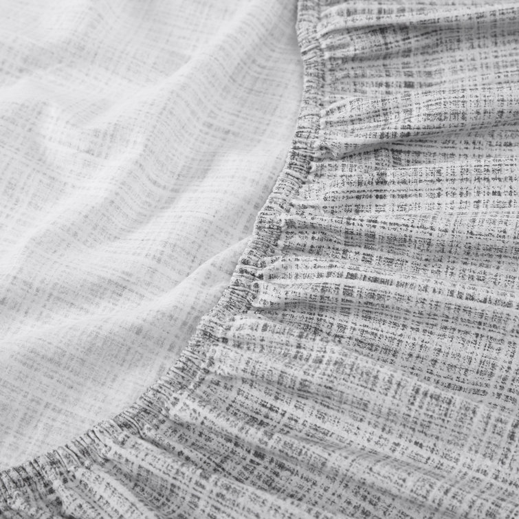 Gray Geometric Cotton Percale Queen Sheet Set