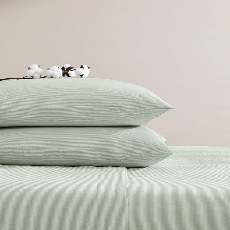 Spring Green Cotton Percale King Sheet Set with Deep Pockets