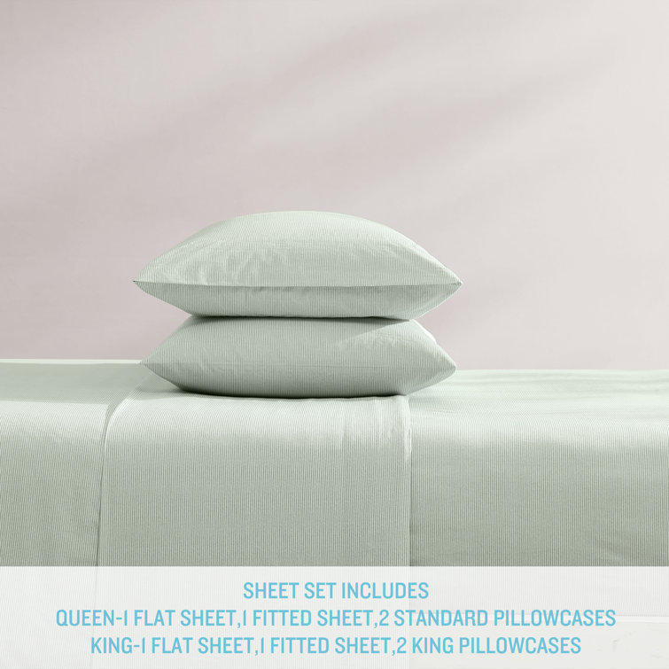 Spring Green Cotton Percale King Sheet Set with Deep Pockets