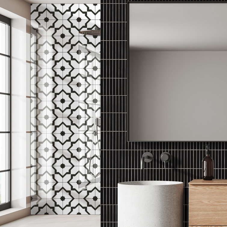 Greta 8'' x 8'' Matte Porcelain Encaustic Look Tile