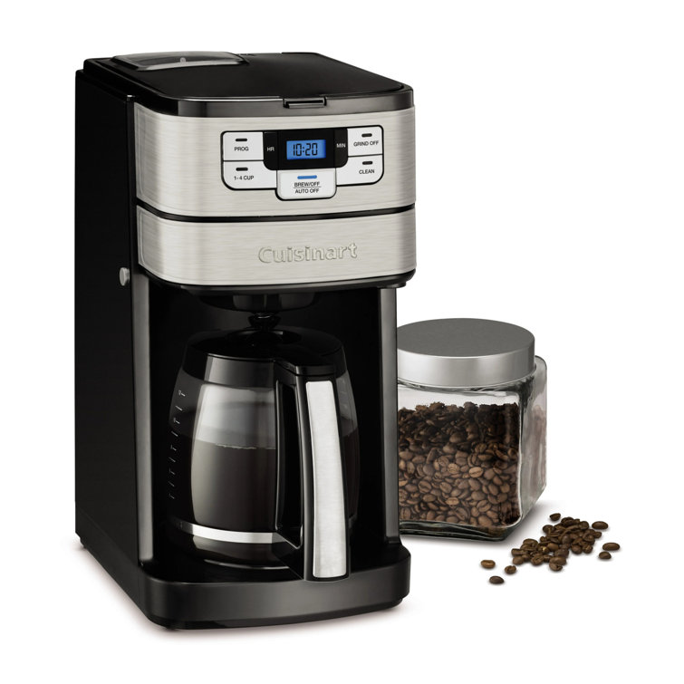 Elegance 12-Cup Black Stainless Programmable Coffee Maker with Grinder