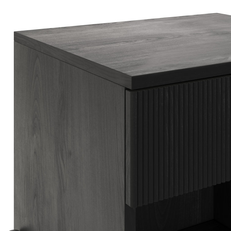 Black Modern 1-Drawer Nightstand with Open Cubby