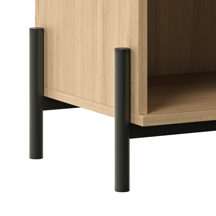 Coastal Oak 1-Drawer Nightstands with Open Cubby, Set of 2