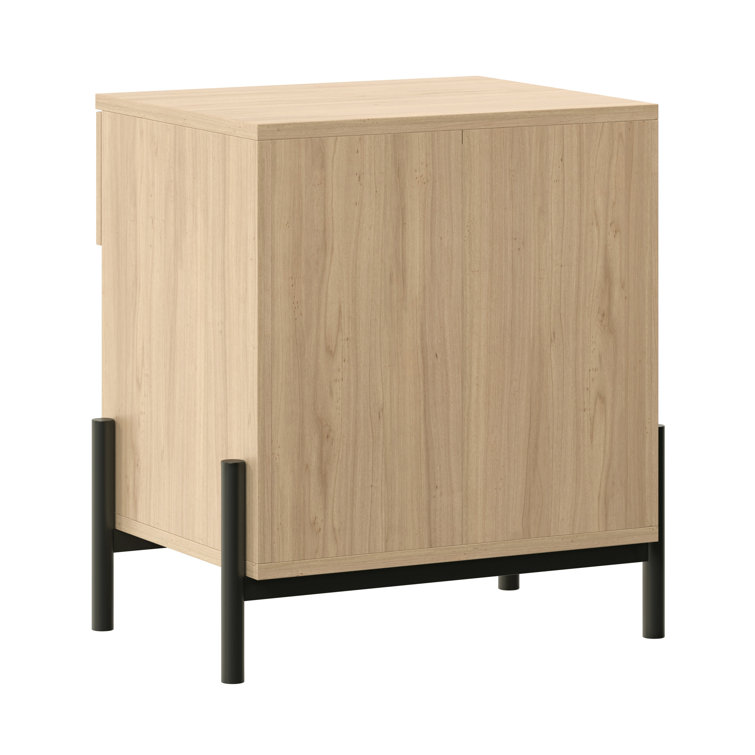 Coastal Oak 1-Drawer Nightstands with Open Cubby, Set of 2