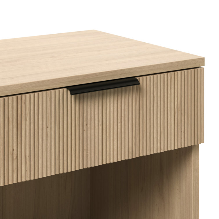 Coastal Oak 1-Drawer Nightstands with Open Cubby, Set of 2