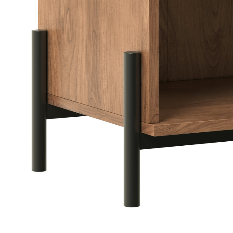 Mocha 1-Drawer Nightstands with Open Cubby, Set of 2