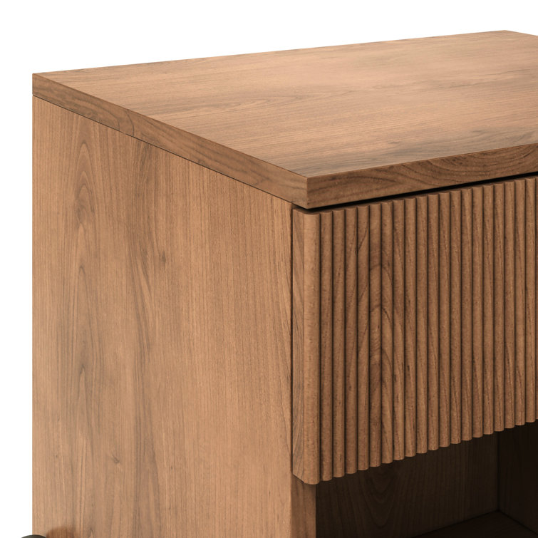 Mocha 1-Drawer Nightstands with Open Cubby, Set of 2