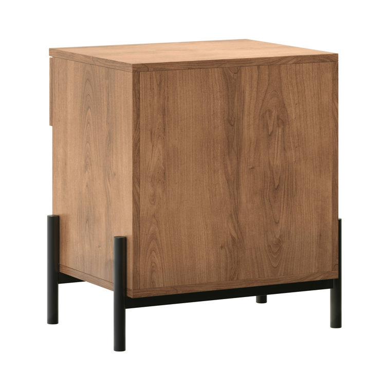 Mocha 1-Drawer Nightstands with Open Cubby, Set of 2